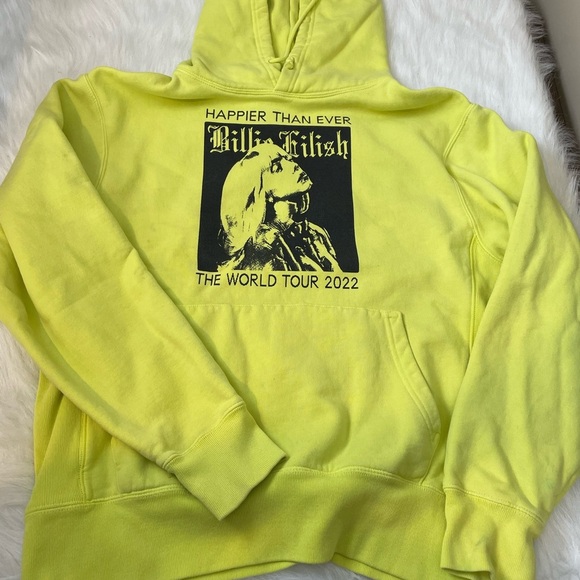 Billie Eilish World Tour 2022 Yellow Hoodie - Picture 1 of 14